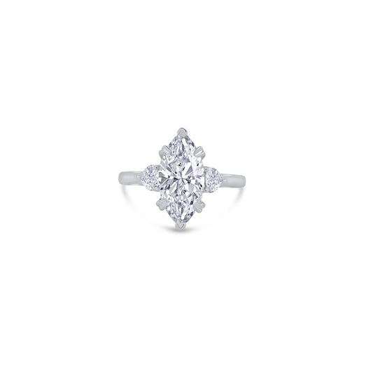 Laboratory Grown, Marquise & Heart Three Stone, Platinum Diamond Ring, 2.52ct