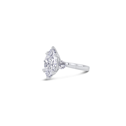 Laboratory Grown, Marquise & Heart Three Stone, Platinum Diamond Ring, 2.52ct