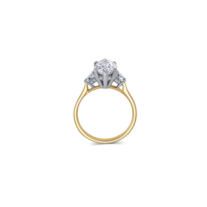 Laboratory Grown, Marquise & Heart Three Stone, 18ct Yellow Gold Diamond Ring, 2.98ct