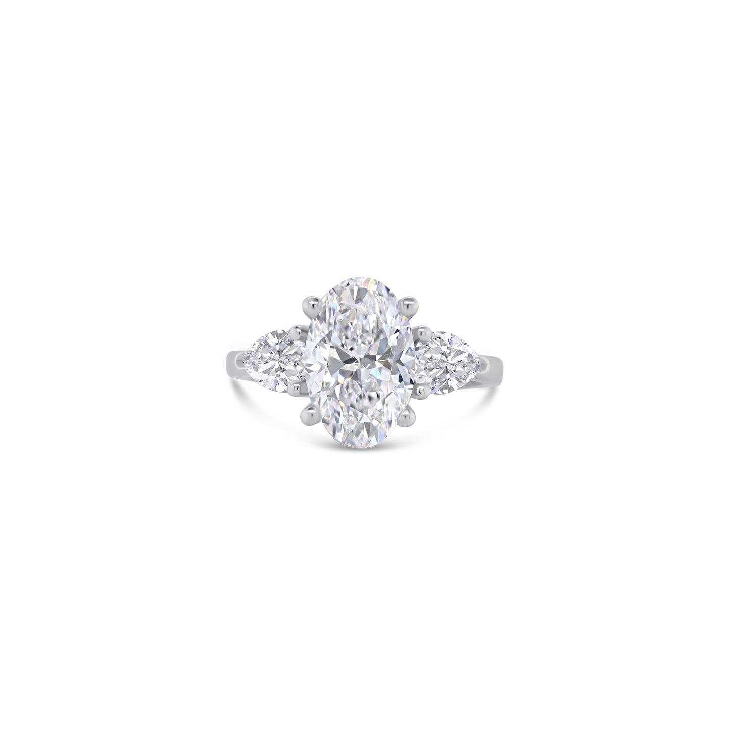 Laboratory Grown, Oval & Pear Three Stone, Platinum Diamond Ring, 2.53ct