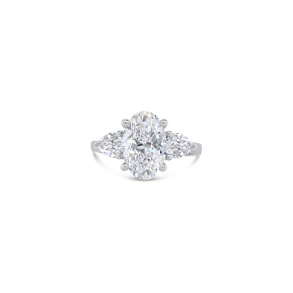 Laboratory Grown, Oval & Pear Three Stone, Platinum Diamond Ring, 2.53ct