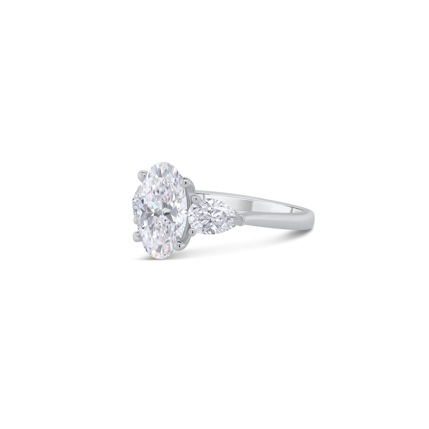 Laboratory Grown, Oval & Pear Three Stone, Platinum Diamond Ring, 2.53ct