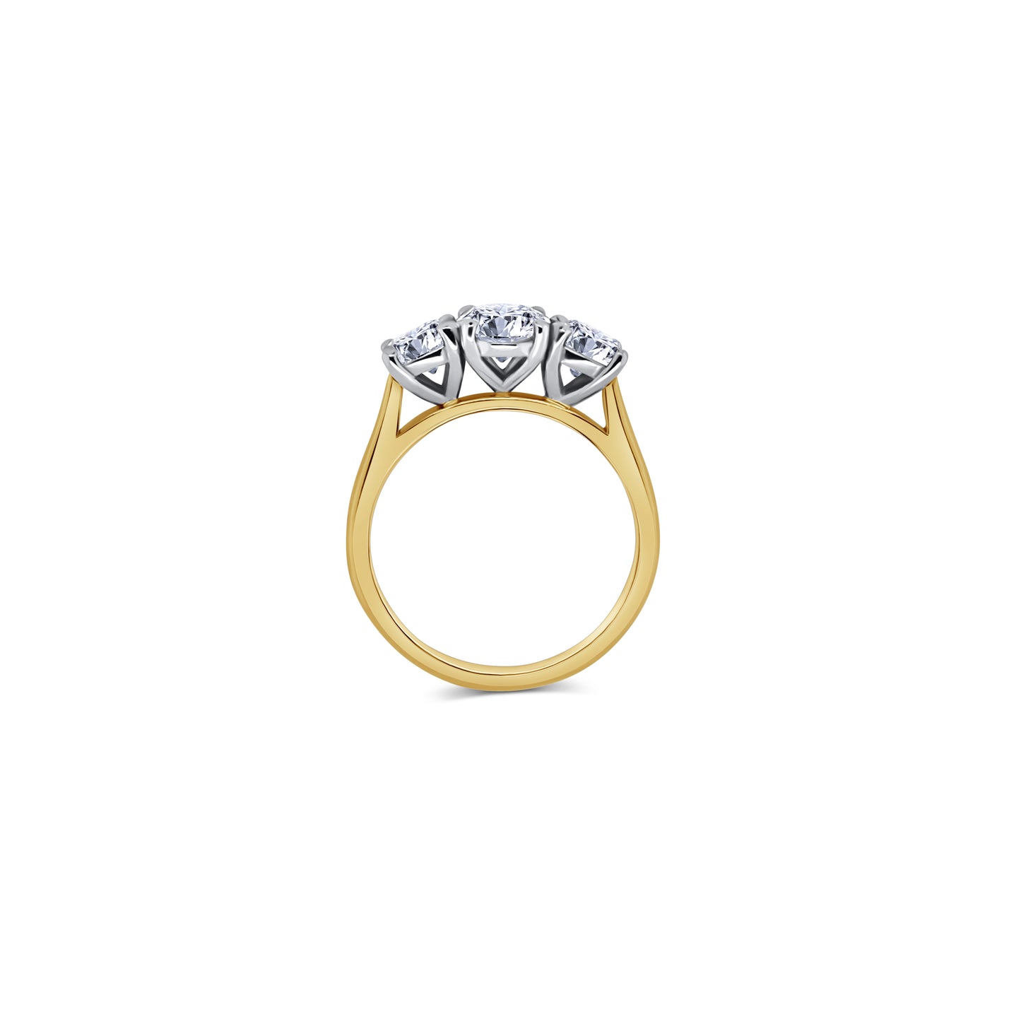 Laboratory Grown, Oval & Round Three Stone, 18ct Yellow Gold Diamond Ring, 2.01ct