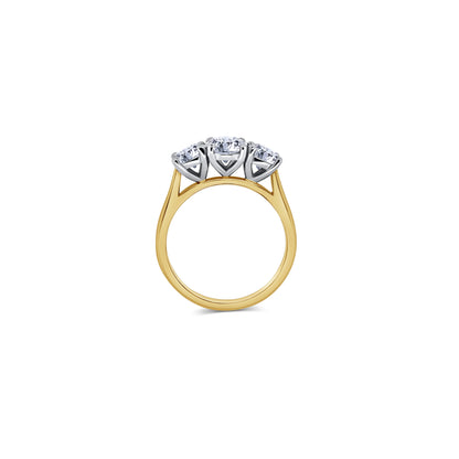 Laboratory Grown, Oval & Round Three Stone, 18ct Yellow Gold Diamond Ring, 2.01ct