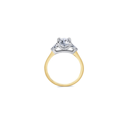Laboratory Grown, Oval & Pear Three Stone, 18ct Yellow Gold Diamond Ring, 2.11ct