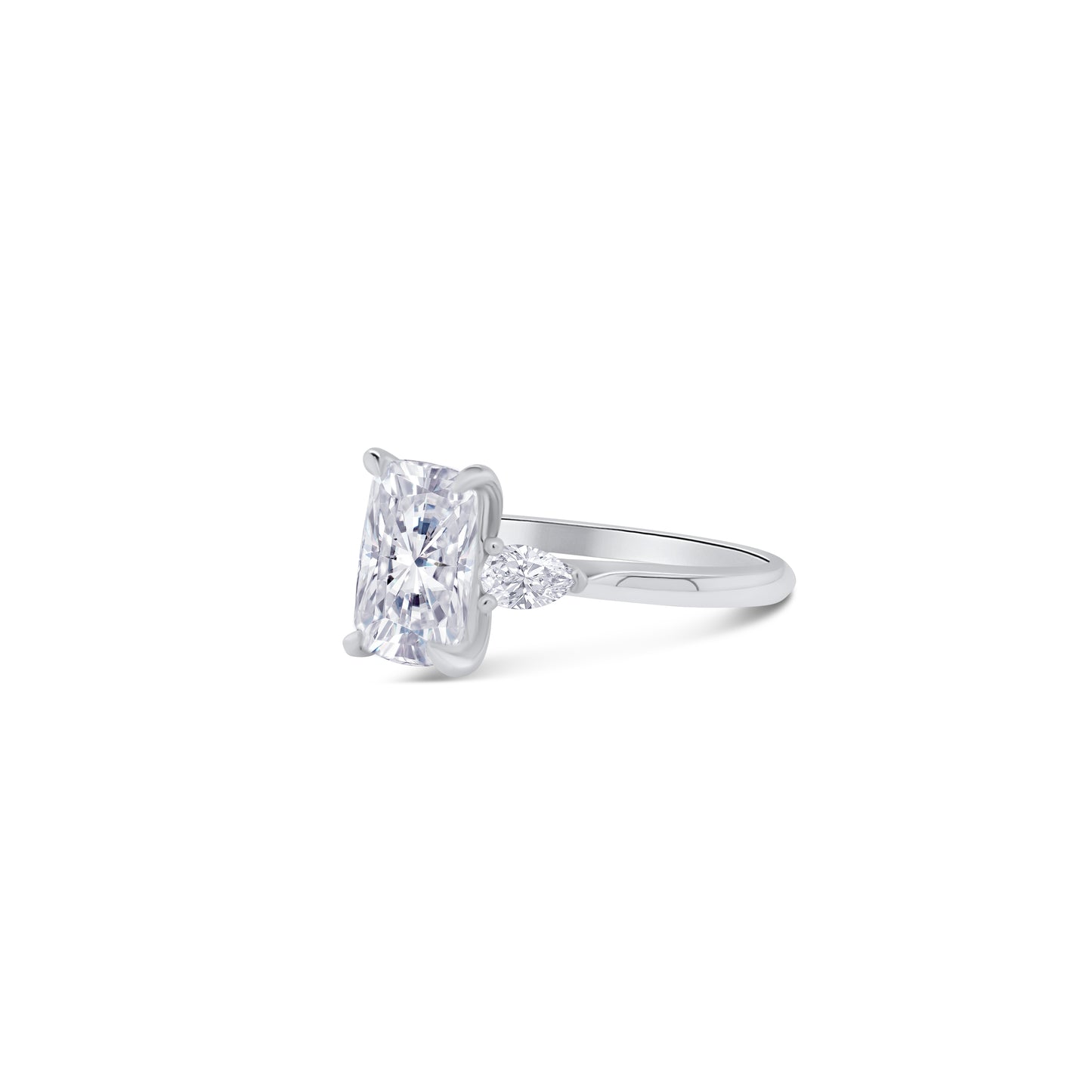Laboratory Grown Diamond, Elongated Cushion & Pear Three Stone, Platinum Band, 2.39ct