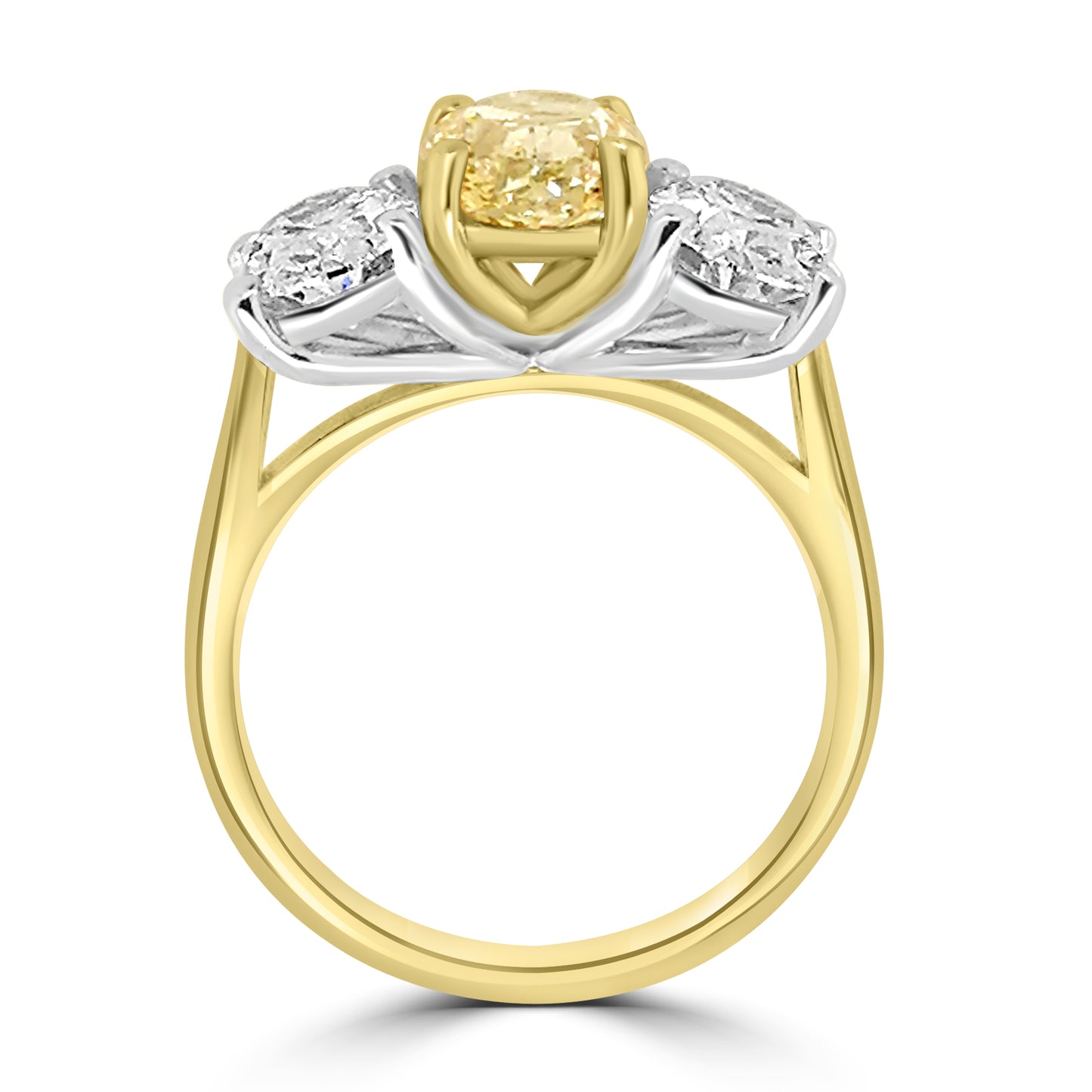 Laboratory Grown, Oval Yellow & White Three Stone Diamond, 18ct Yellow Gold, 4.22ct