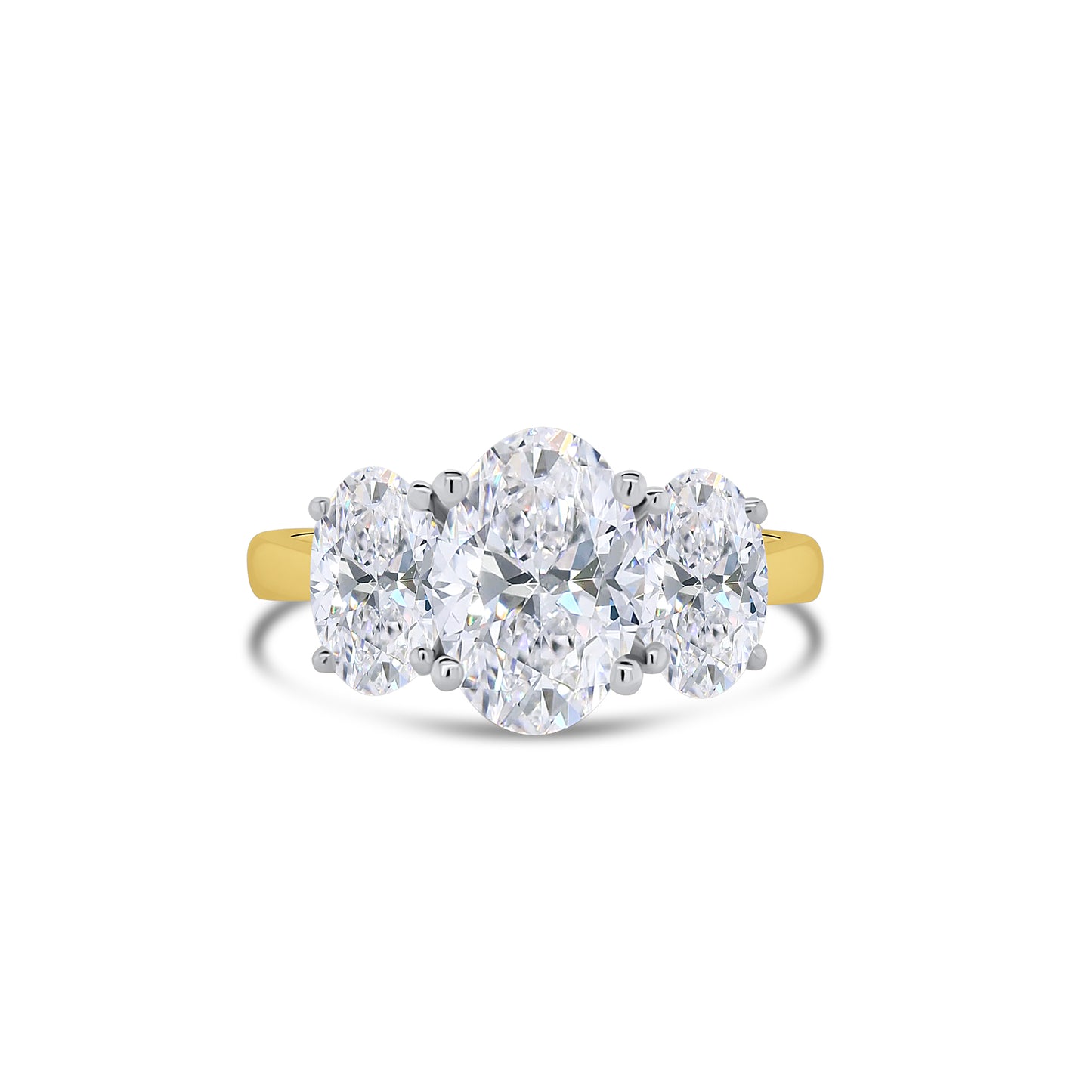 Laboratory Grown, Oval Three Stone Diamond, 18ct Yellow Gold Ring, 2.92ct