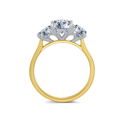 Laboratory Grown, Oval Three Stone Diamond, 18ct Yellow Gold Ring, 2.92ct