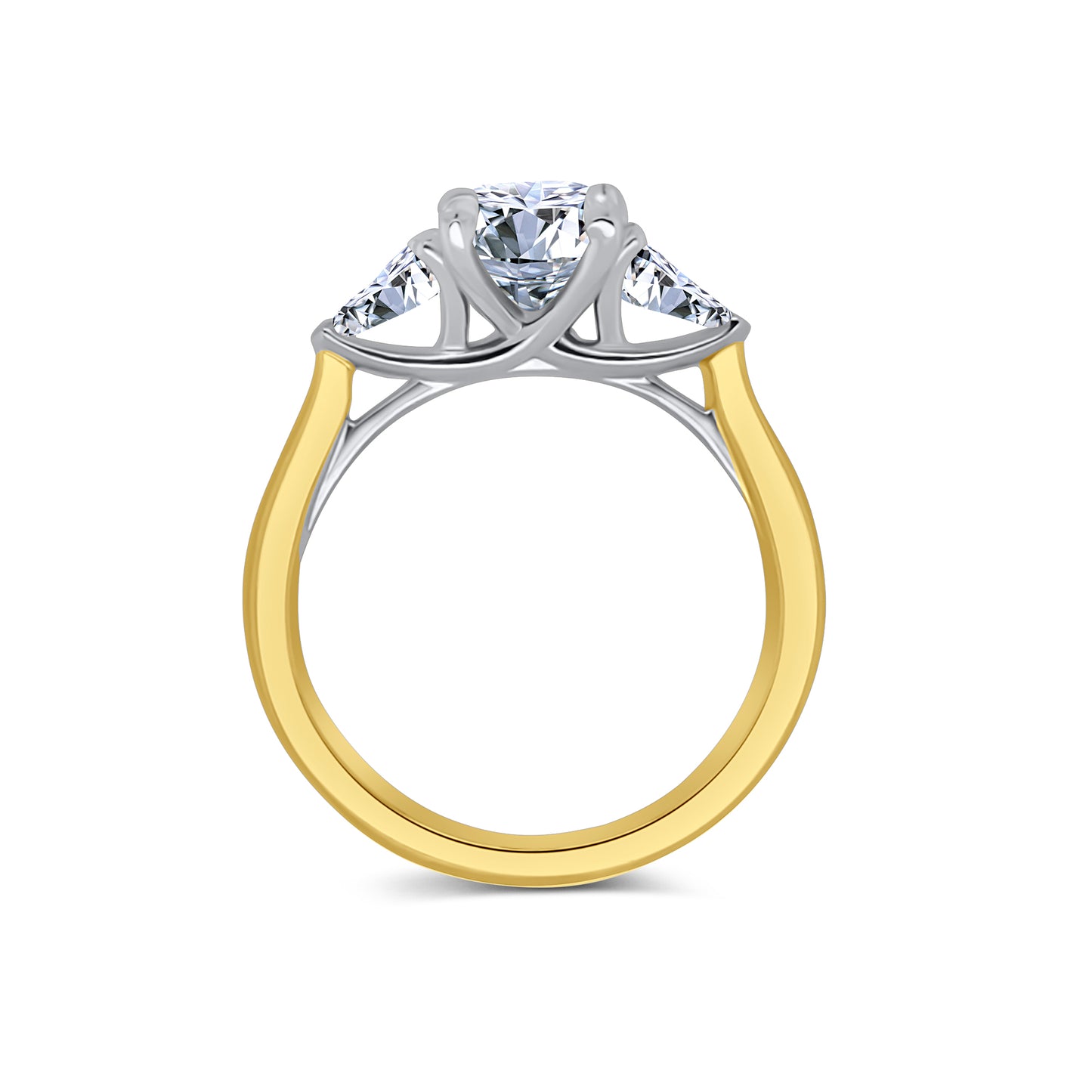 Laboratory Grown, Oval & Pear Three Stone, 18ct Yellow Gold Diamond Ring, 2.16ct