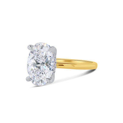 Laboratory Grown, Oval & Hidden Halo Diamond, 18ct Yellow Gold Band, 3.19ct