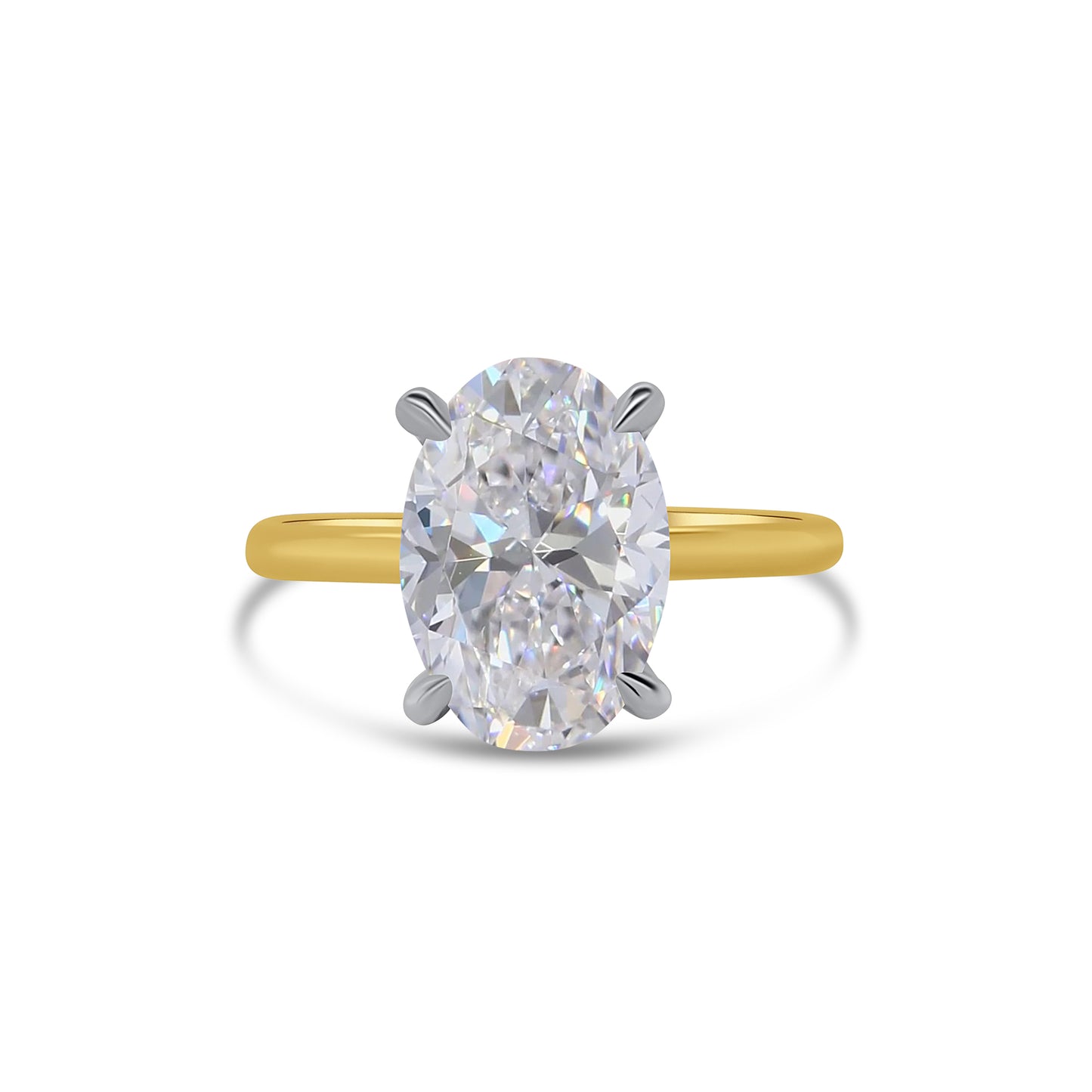 Laboratory Grown, Oval & Hidden Halo Diamond, 18ct Yellow Gold Band, 3.19ct