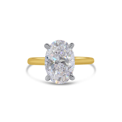 Laboratory Grown, Oval & Hidden Halo Diamond, 18ct Yellow Gold Band, 3.19ct