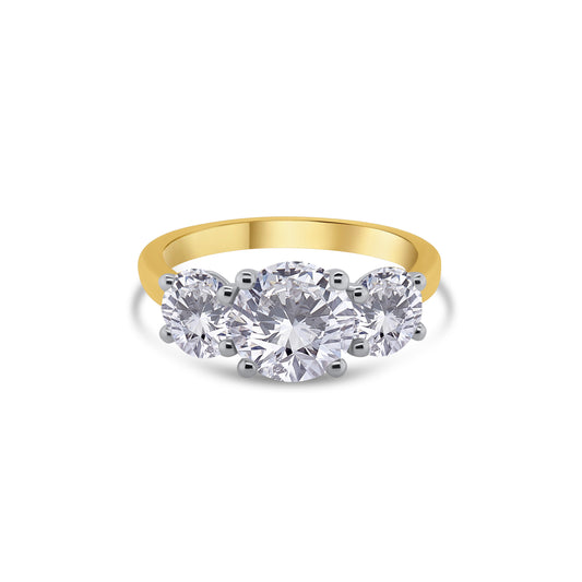 Laboratory Grown Diamond, Brilliant Round Three Stone, 18ct Yellow Gold Band, 3.00ct