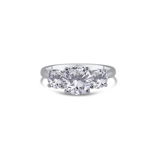 Laboratory Grown Diamond, Brilliant Round Three Stone, Platinum Ring, 2.50ct