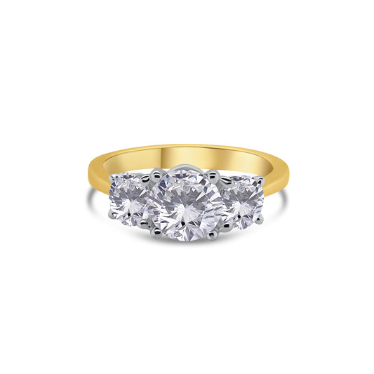 Laboratory Grown Diamond, Brilliant Round Three Stone, 18ct Yellow Gold Band, 2.15ct