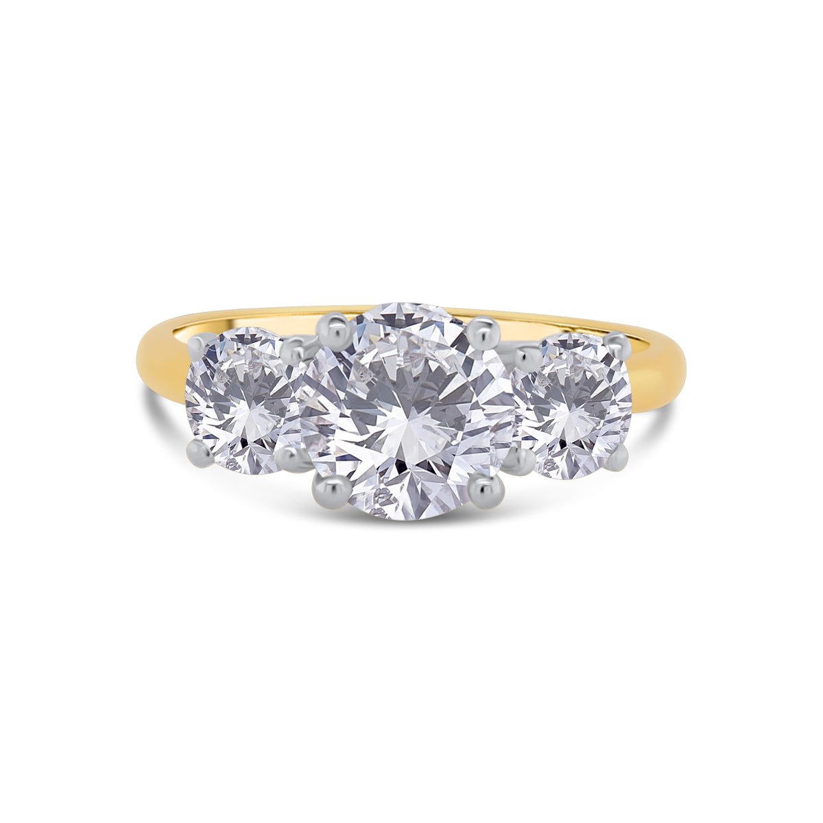 Laboratory Grown Diamond, Brilliant Round Three Stone, 18ct Yellow Gold Band, 2.50ct
