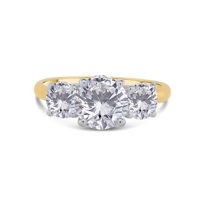 Laboratory Grown Diamond, Brilliant Round Three Stone, 18ct Yellow Gold Band, 2.50ct