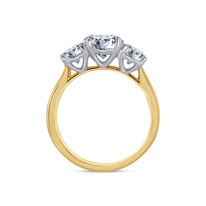 Laboratory Grown Diamond, Brilliant Round Three Stone, 18ct Yellow Gold Band, 2.50ct