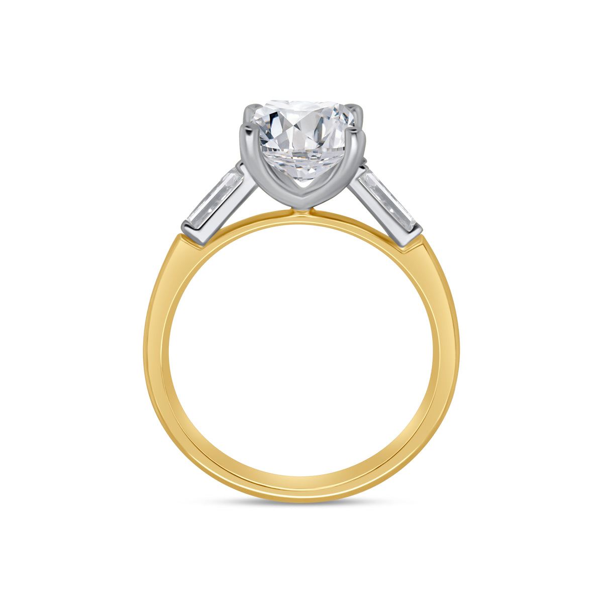 Laboratory Grown, Emerald & Taper Side Stones, 18ct Yellow Gold Diamond Ring, 3.52ct