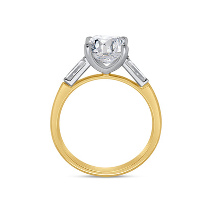 Laboratory Grown, Emerald & Taper Side Stones, 18ct Yellow Gold Diamond Ring, 3.52ct