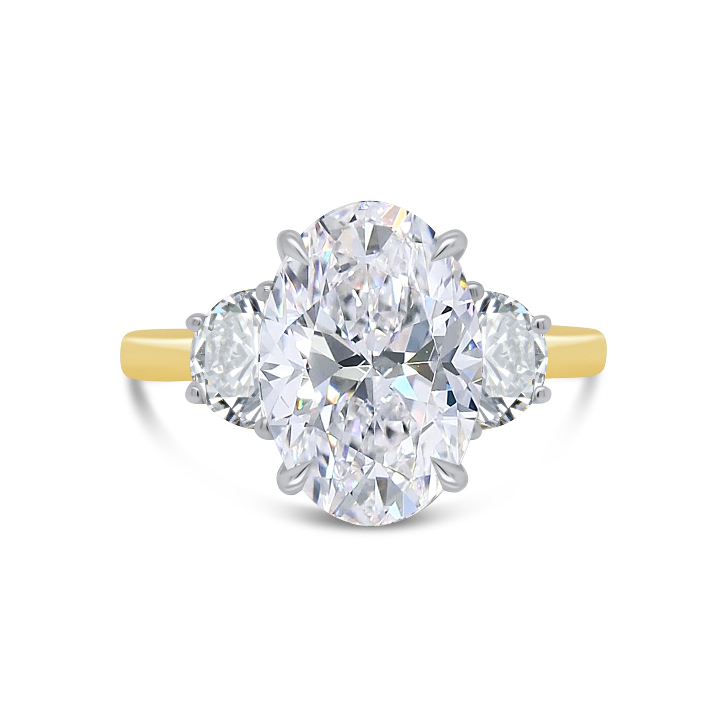 Laboratory Grown Diamonds, Oval & Half Moon Three Stone, 18ct Yellow Gold, 3.54ct