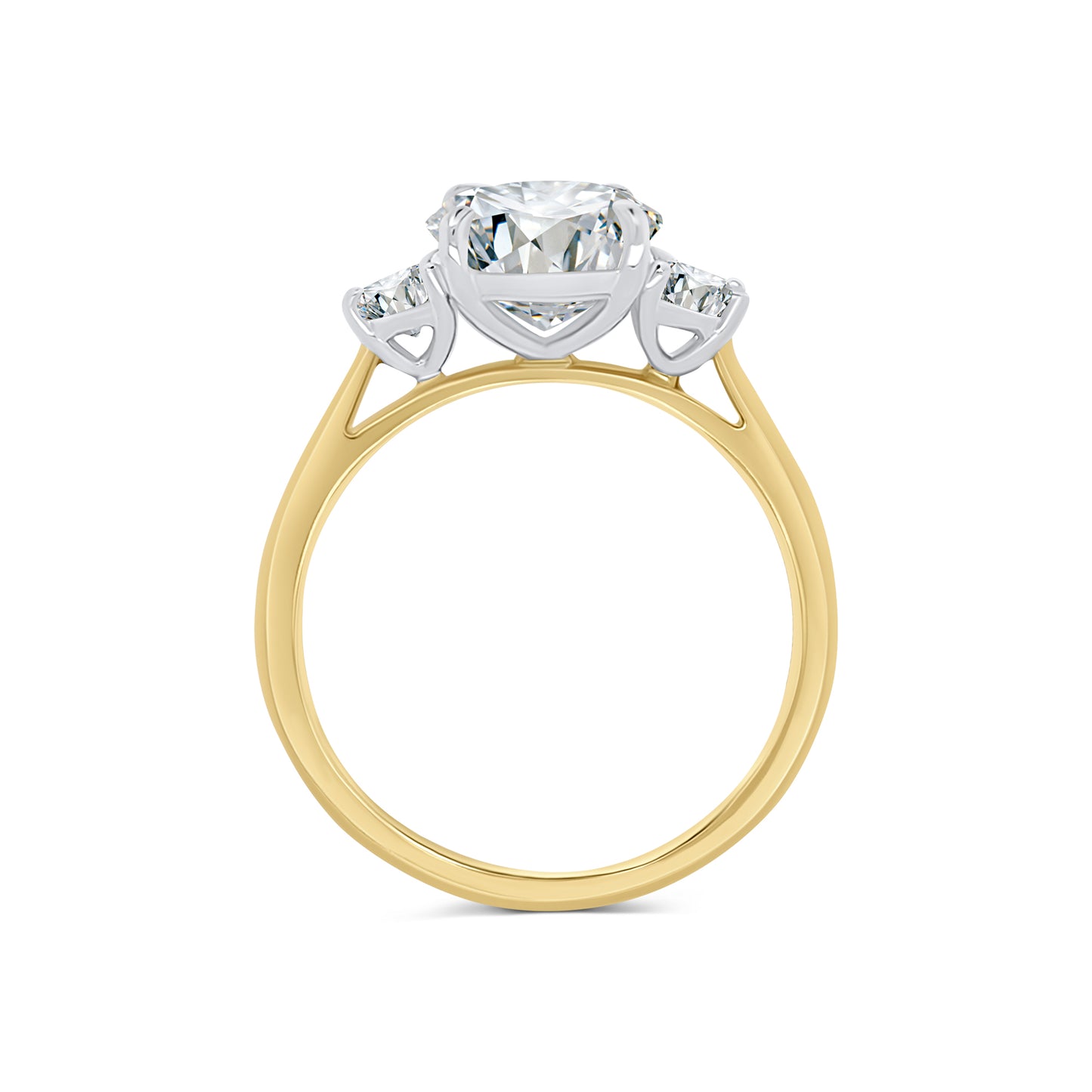 Laboratory Grown Diamonds, Oval & Half Moon Three Stone, 18ct Yellow Gold, 3.54ct