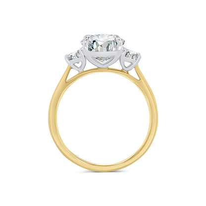 Laboratory Grown Diamonds, Oval & Half Moon Three Stone, 18ct Yellow Gold, 3.54ct