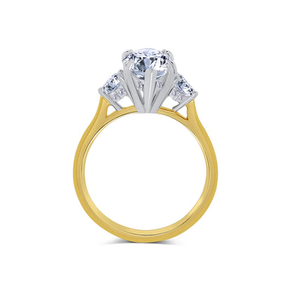 Laboratory Grown, Marquise & Heart Three Stone, 18ct Yellow Gold Diamond Ring, 2.87ct