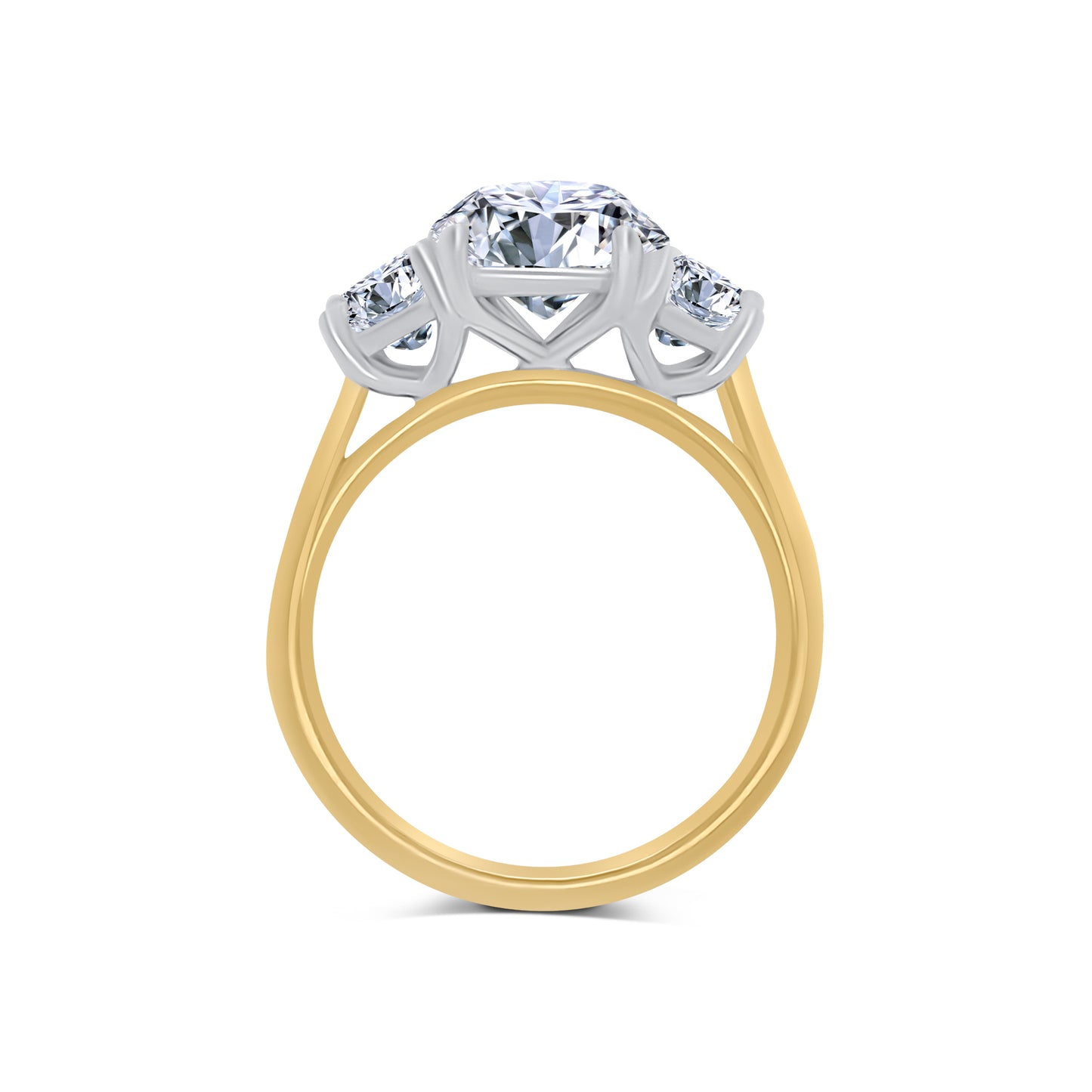 Laboratory Grown, Oval & Trapezium Cut Three Stone, 18ct Yellow Gold Diamond Ring, 3.16ct