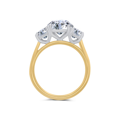 Laboratory Grown, Oval & Trapezium Cut Three Stone, 18ct Yellow Gold Diamond Ring, 3.16ct
