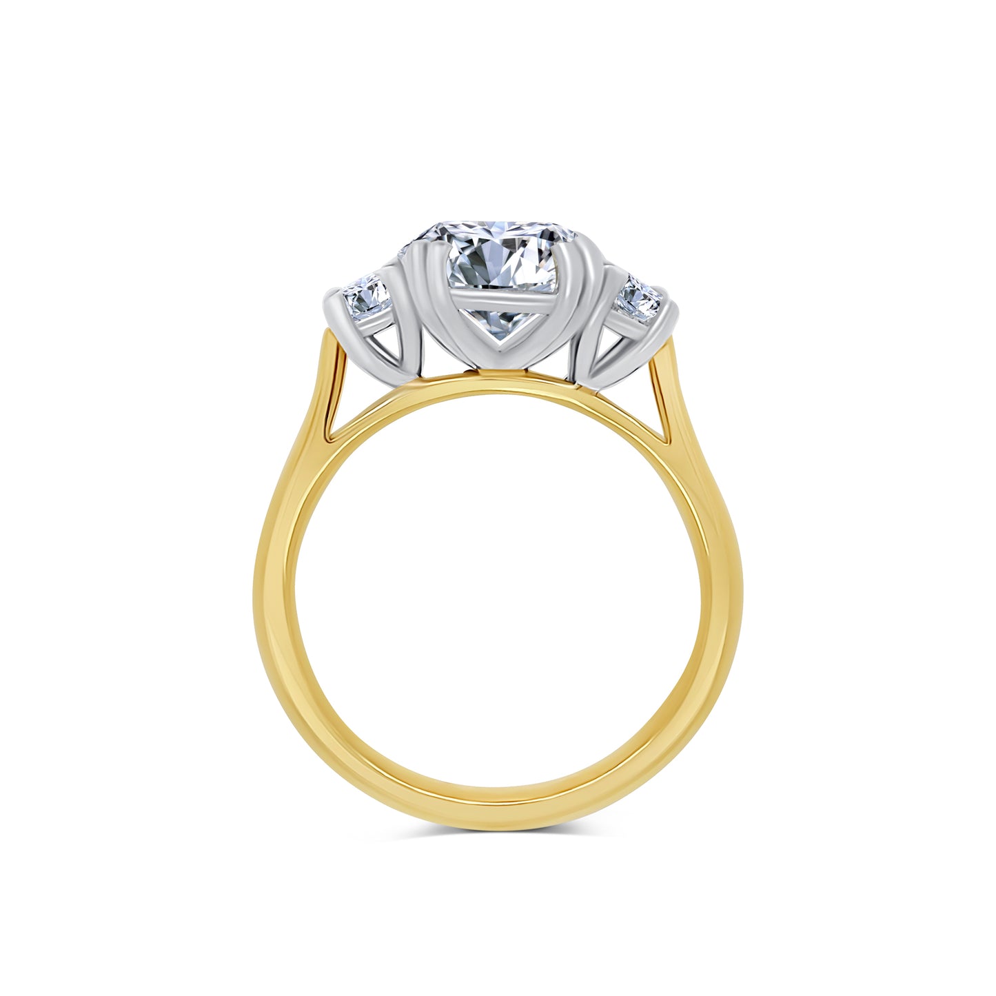 Laboratory Grown, Oval Three Stone Diamond, 18ct Yellow Gold Ring, 4.11ct