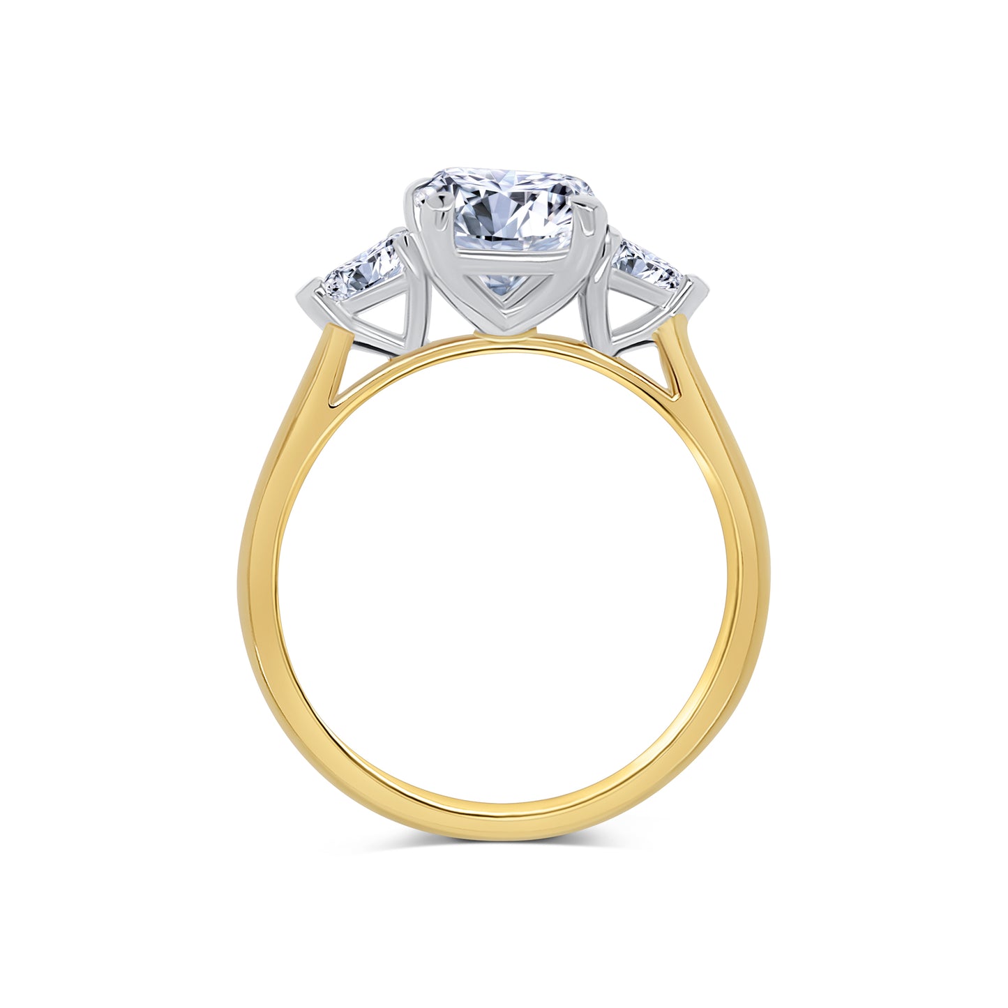 Laboratory Grown Diamond, Elongated Cushion & Pear Three Stone, 18ct Yellow Gold Band, 2.80ct