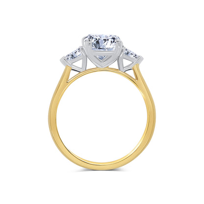 Laboratory Grown Diamond, Elongated Cushion & Pear Three Stone, 18ct Yellow Gold Band, 2.80ct