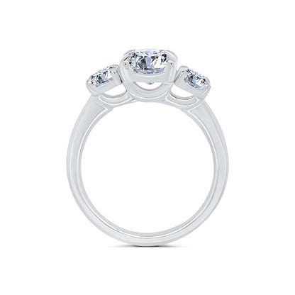 Laboratory Grown, Oval Three Stone, Platinum Band Diamond Ring, 3.00ct