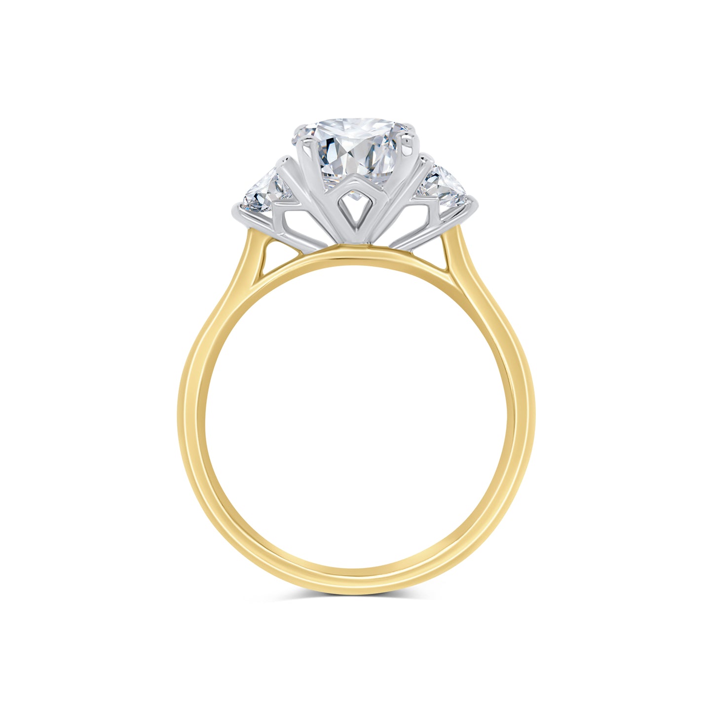 Laboratory Grown, Oval & Round Three Stone, 18ct Yellow Gold Diamond Ring, 2.67ct