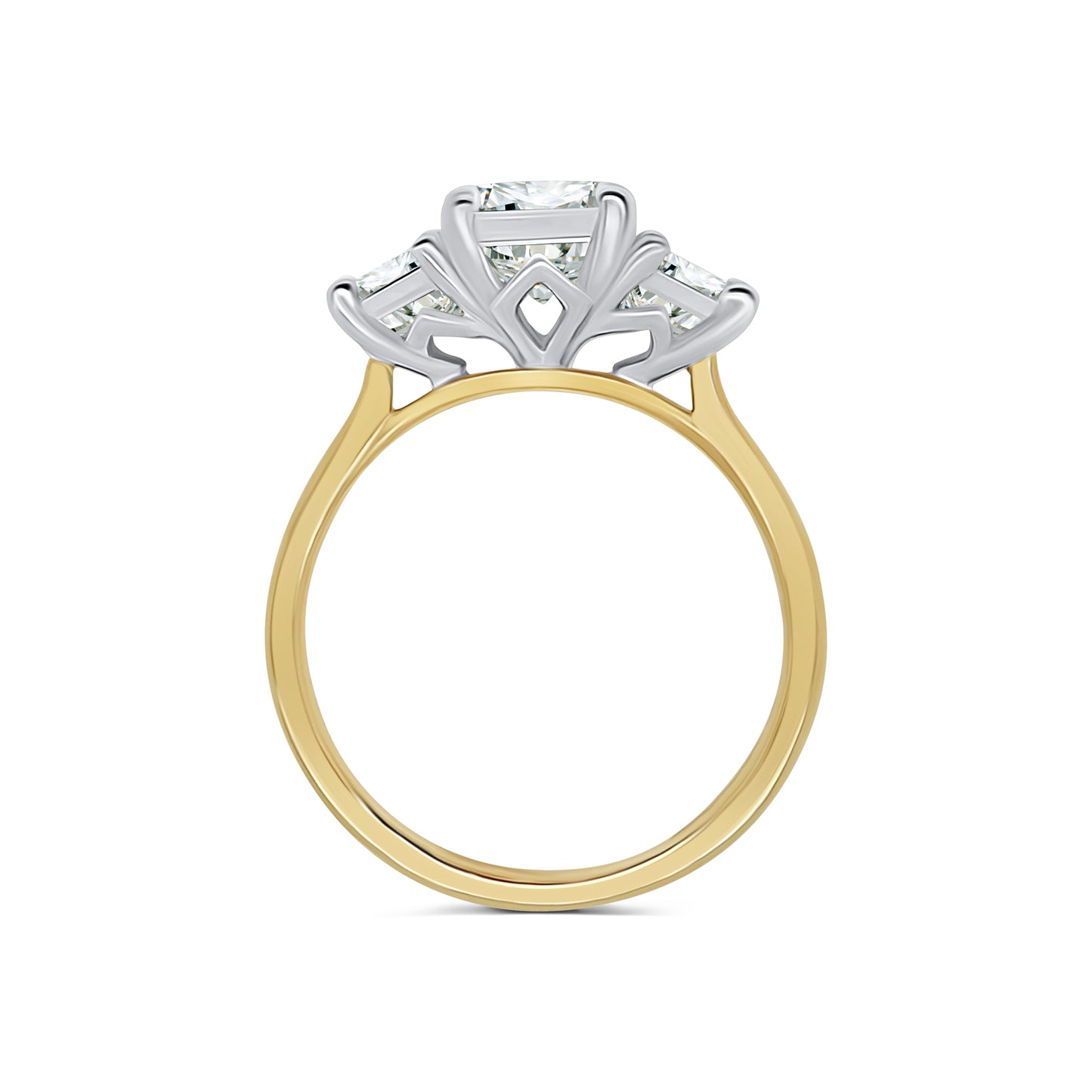 Laboratory Grown, Emerald Three Stone, 18ct Yellow Gold Diamond Ring, 3.53ct