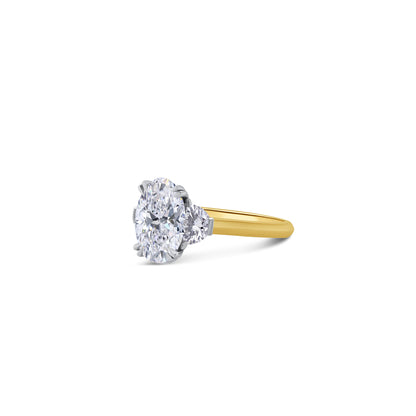 Laboratory Grown, Oval & Half Moon Three Stone Diamond Ring, 18ct Yellow Gold, 2.95ct