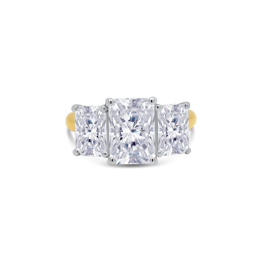 Laboratory Grown, Radiant Three Stone, 18ct Yellow Gold Diamond Ring, 3.73ct