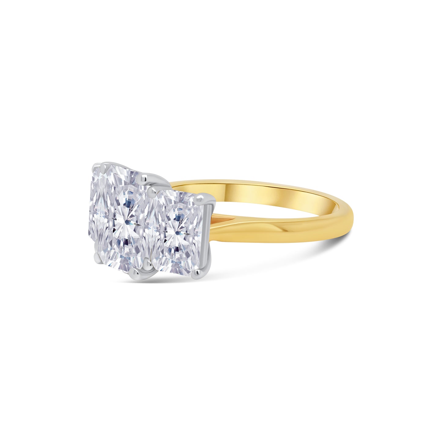 Laboratory Grown, Radiant Three Stone, 18ct Yellow Gold Diamond Ring, 3.73ct