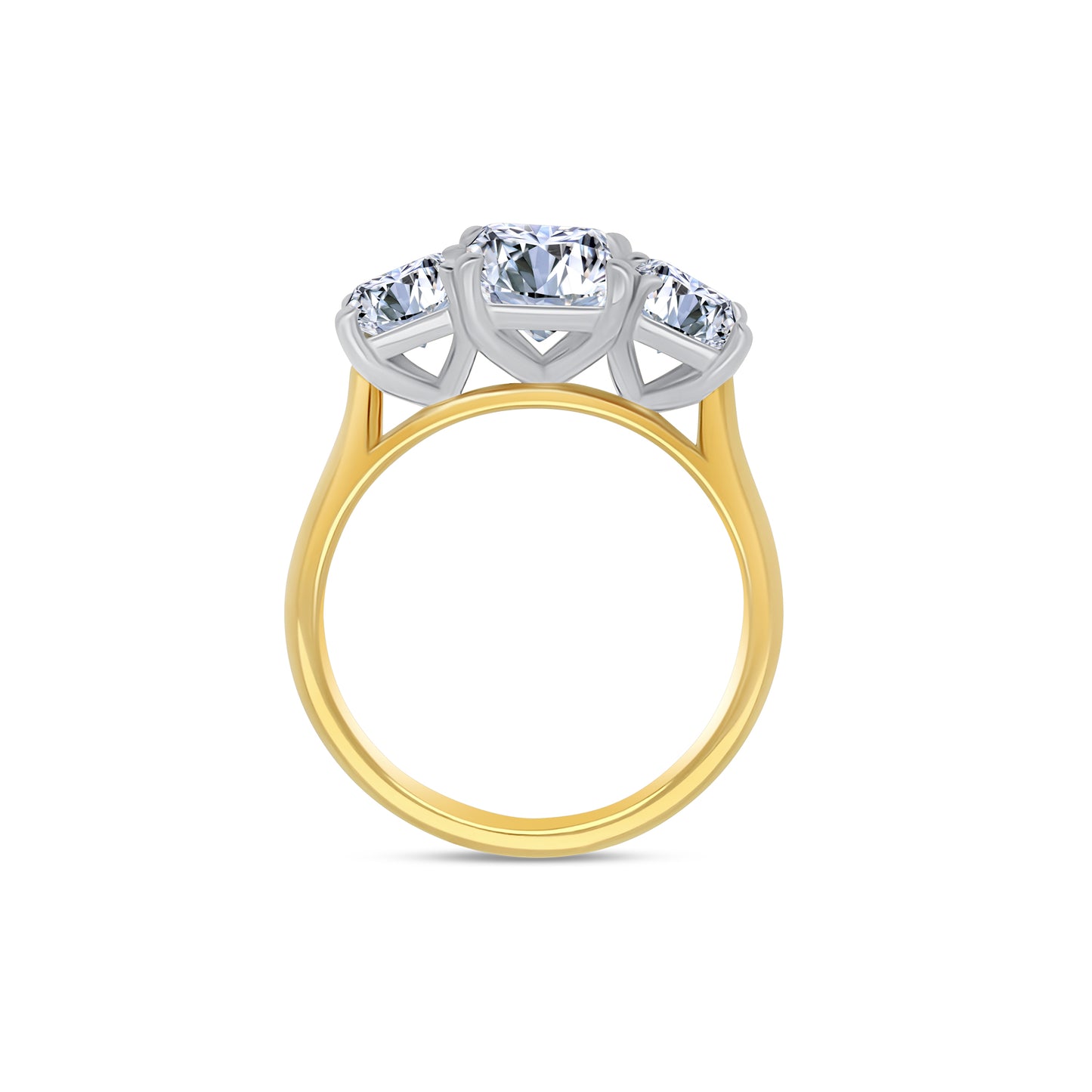 Laboratory Grown, Radiant Three Stone, 18ct Yellow Gold Diamond Ring, 3.73ct