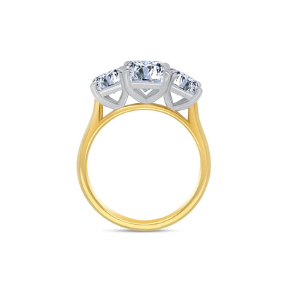 Laboratory Grown, Radiant Three Stone, 18ct Yellow Gold Diamond Ring, 3.73ct