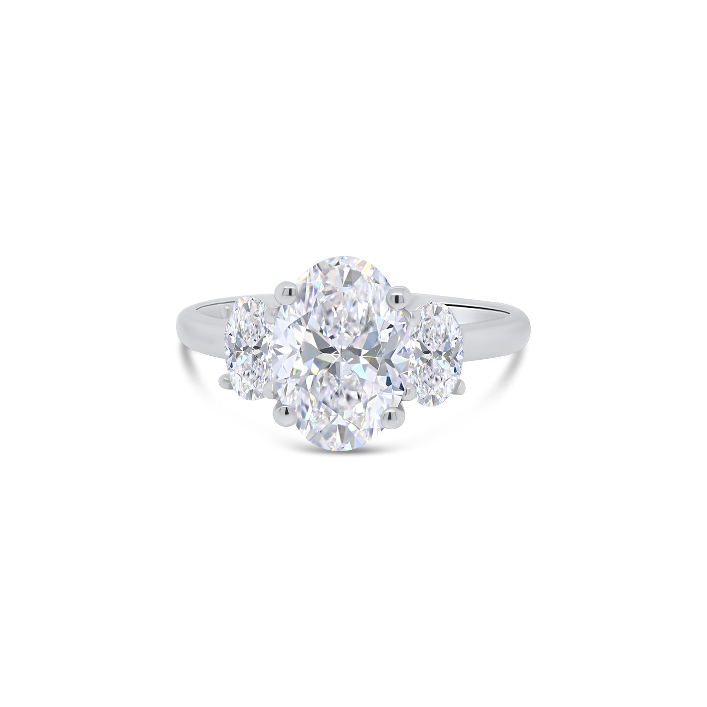 Laboratory Grown Diamond Oval Three Stone Platinum Band, 2.40ct