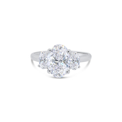 Laboratory Grown Diamond Oval Three Stone Platinum Band, 2.40ct