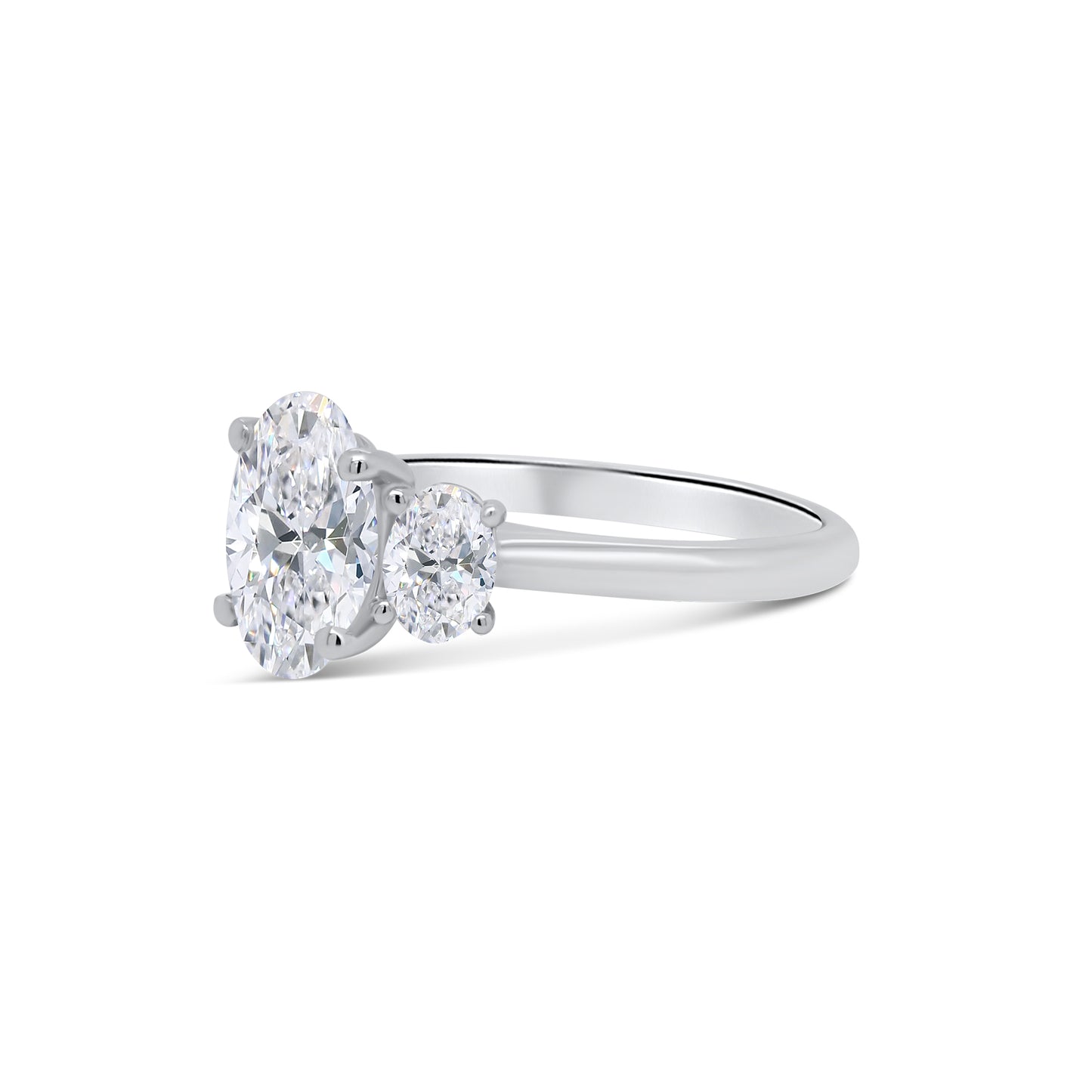 Laboratory Grown Diamond Oval Three Stone Platinum Band, 2.40ct