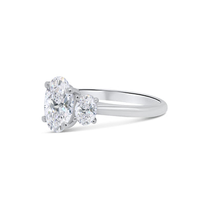 Laboratory Grown Diamond Oval Three Stone Platinum Band, 2.40ct