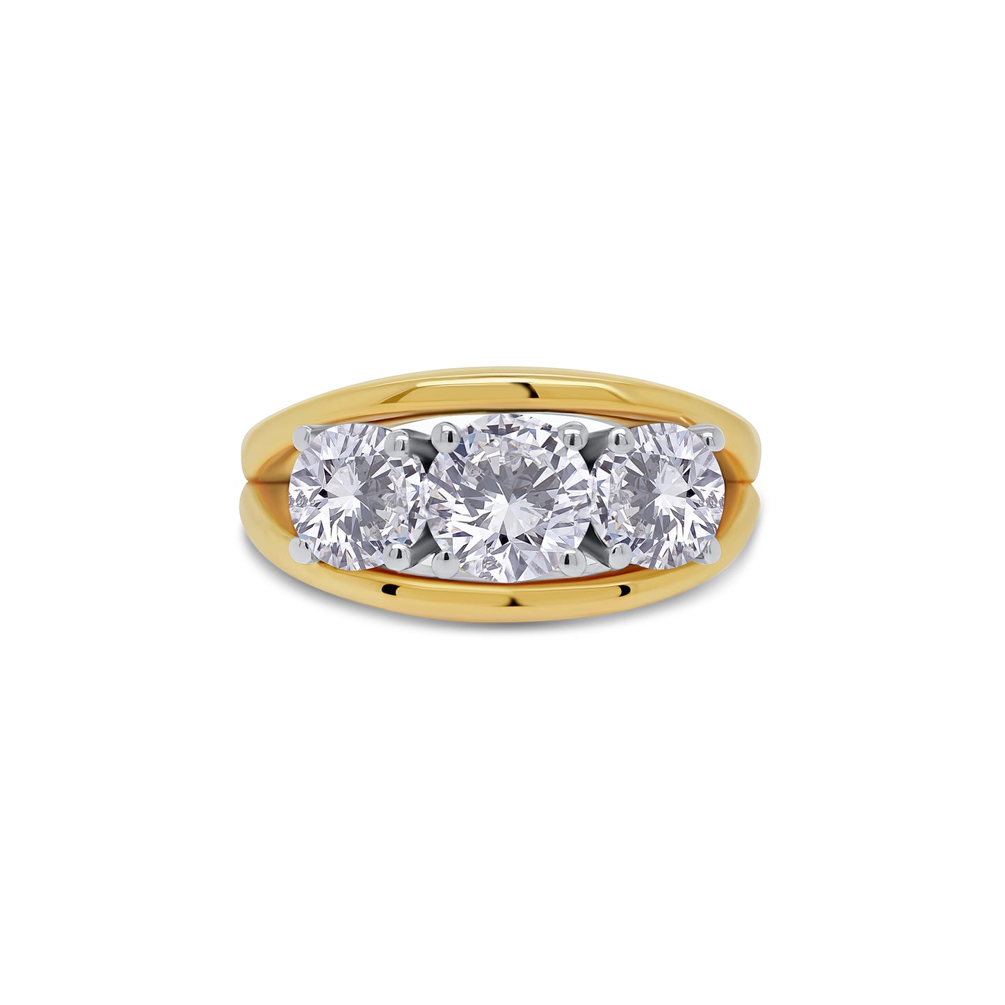 Laboratory Grown Diamond, Brilliant Round Three Stone, 18ct Yellow Gold, 1.86ct