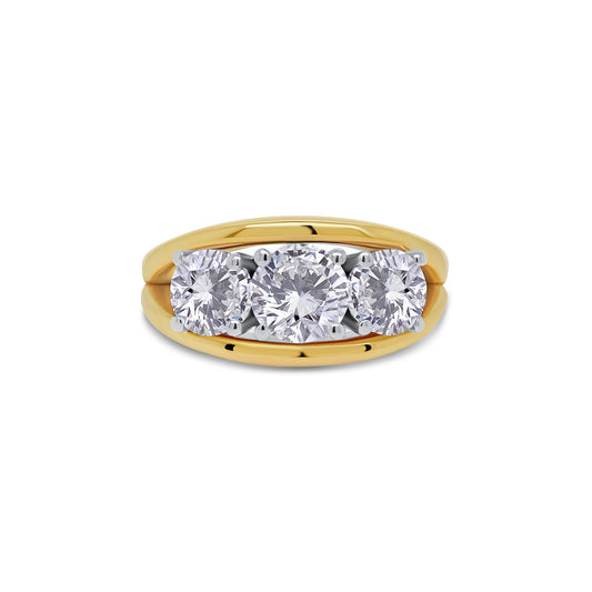 Laboratory Grown Diamond, Brilliant Round Three Stone, 18ct Yellow Gold, 1.86ct