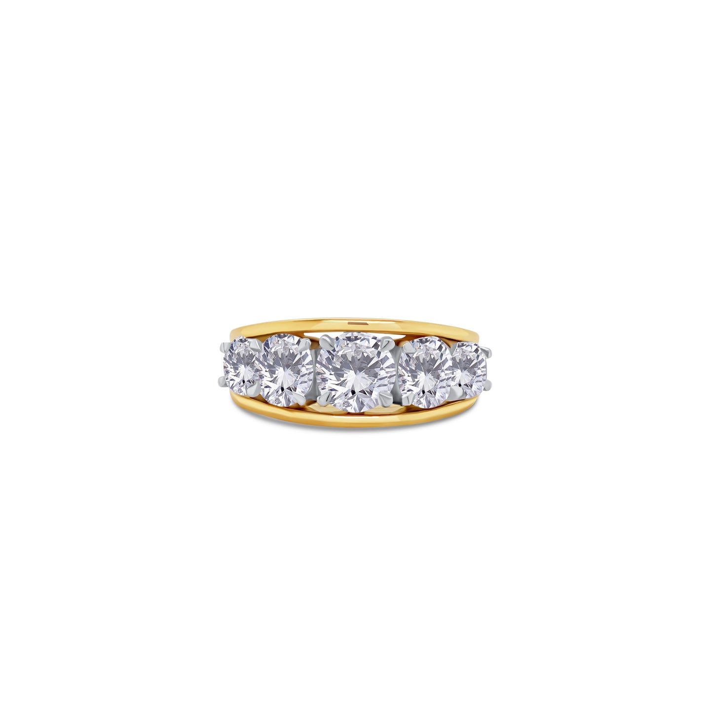 Laboratory Grown Diamond, Brilliant Round Five Stone, 18ct Yellow Gold, 3.54ct
