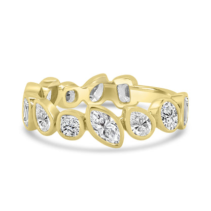 Laboratory Grown, 12 Stone Multi Cut Bezel Set Diamonds, 18ct Yellow Gold Band, 1.64ct
